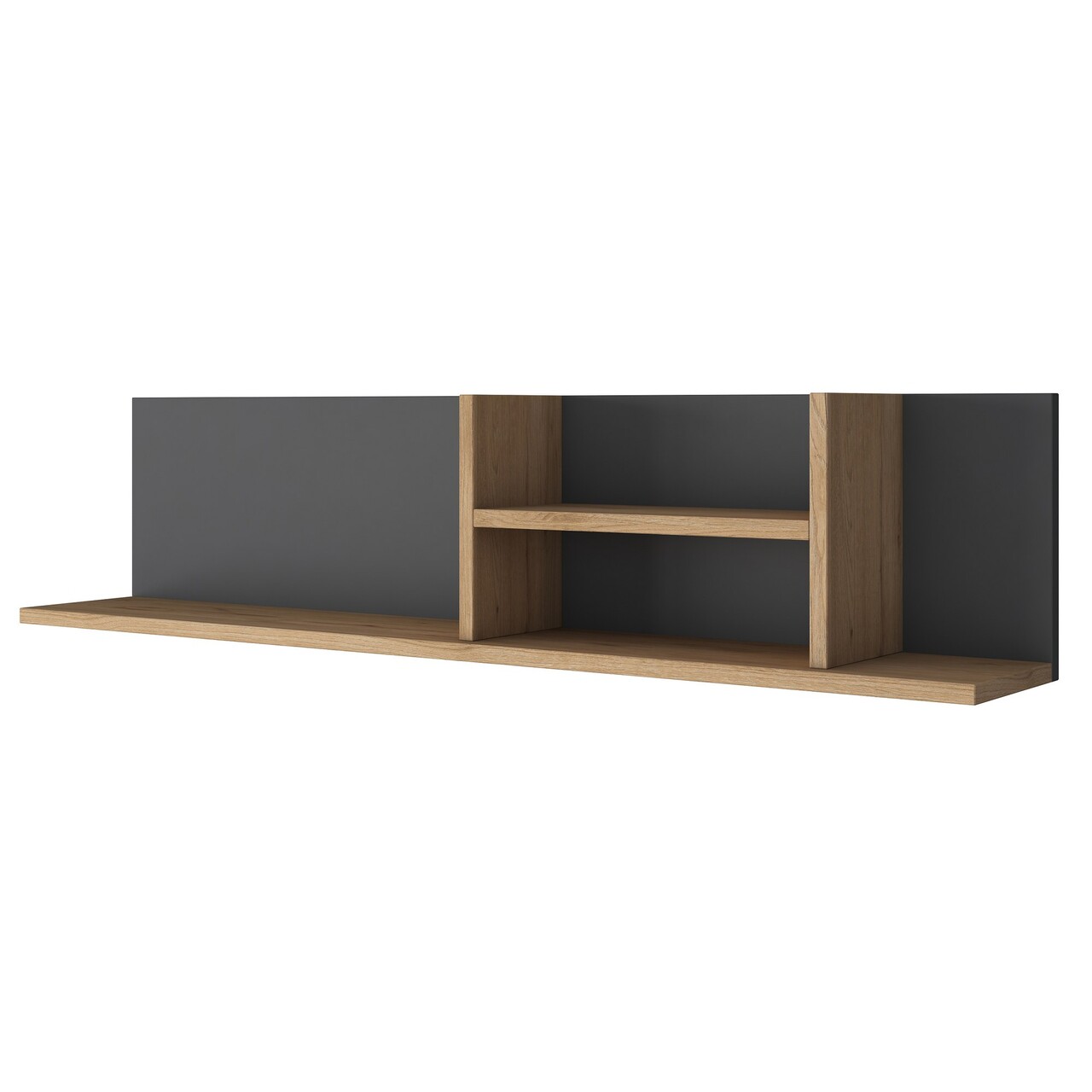 Raft de perete, Rani, AE103, 120x25x19.8 cm, PAL, Nuc / Antracit - 2 | YEO