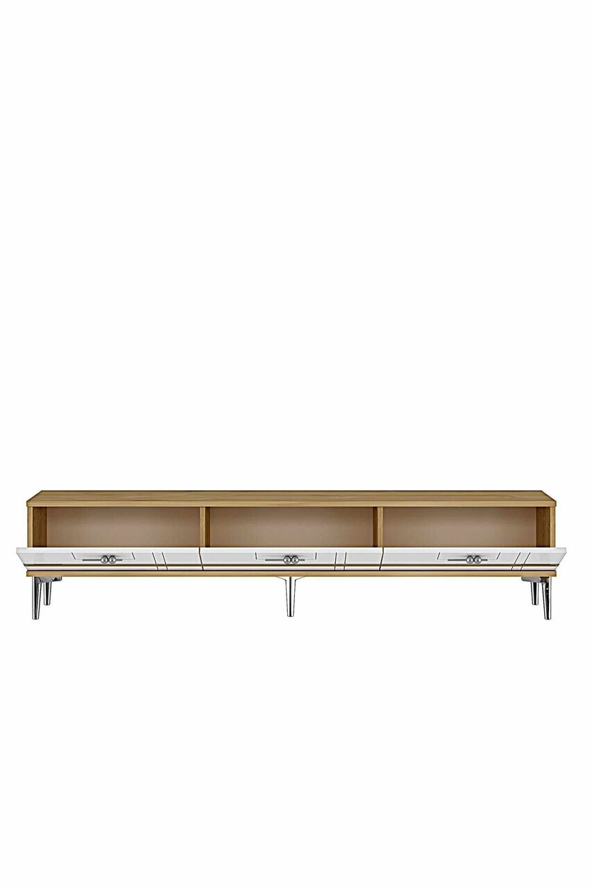 Comoda TV, Hanah Home, Ilay, 180x41x30 cm, Stejar Safir / Alb / Argintiu — imaginea 7