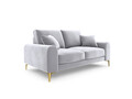 Canapea, Madara, Mazzini Sofas, 2 locuri, gold legs, 172x102x90 cm, catifea, argintiu