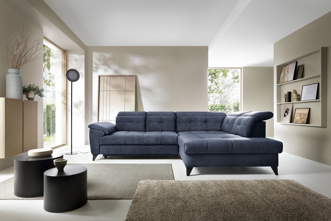 Coltar extensibil dreapta 5 locuri ELTAP, RT-40REL, Inferne, 297x210x107 cm, lemn/poliester, albastru