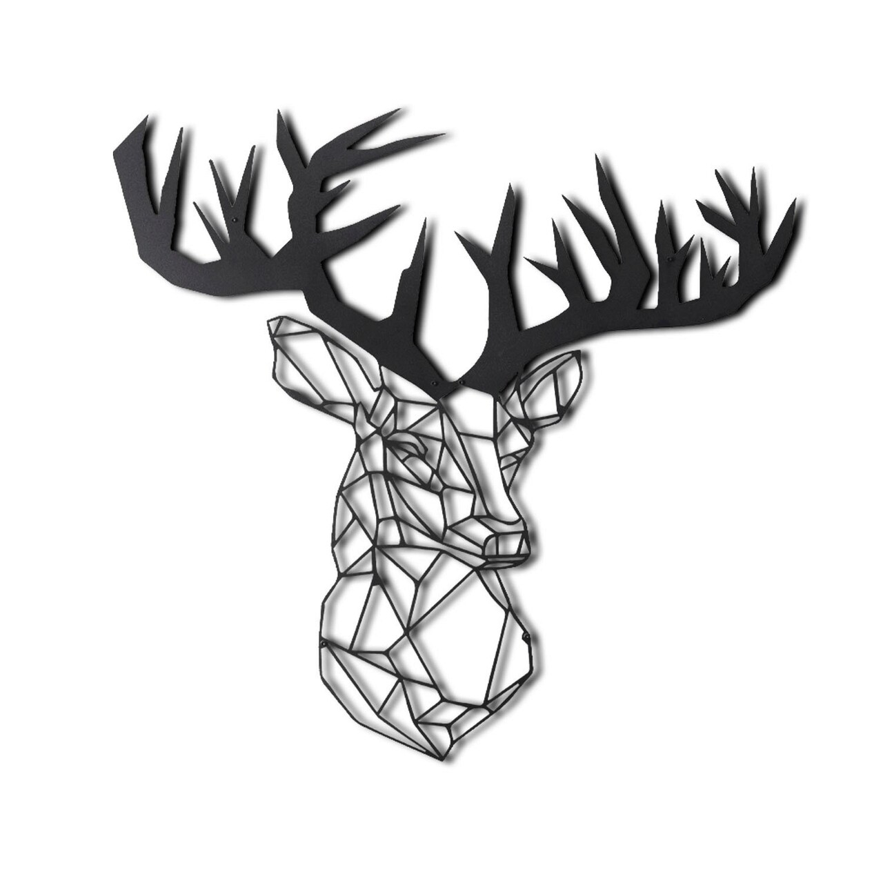 Decoratiune de perete, Stag, Metal, Dimensiune: 49 x 51 cm, Negru - 1 | YEO