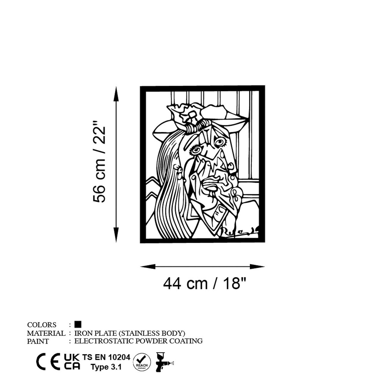 Decoratiune de perete, Pıcassso 2, Dimensiuni: 44 x 56 cm, Negru — imaginea 6