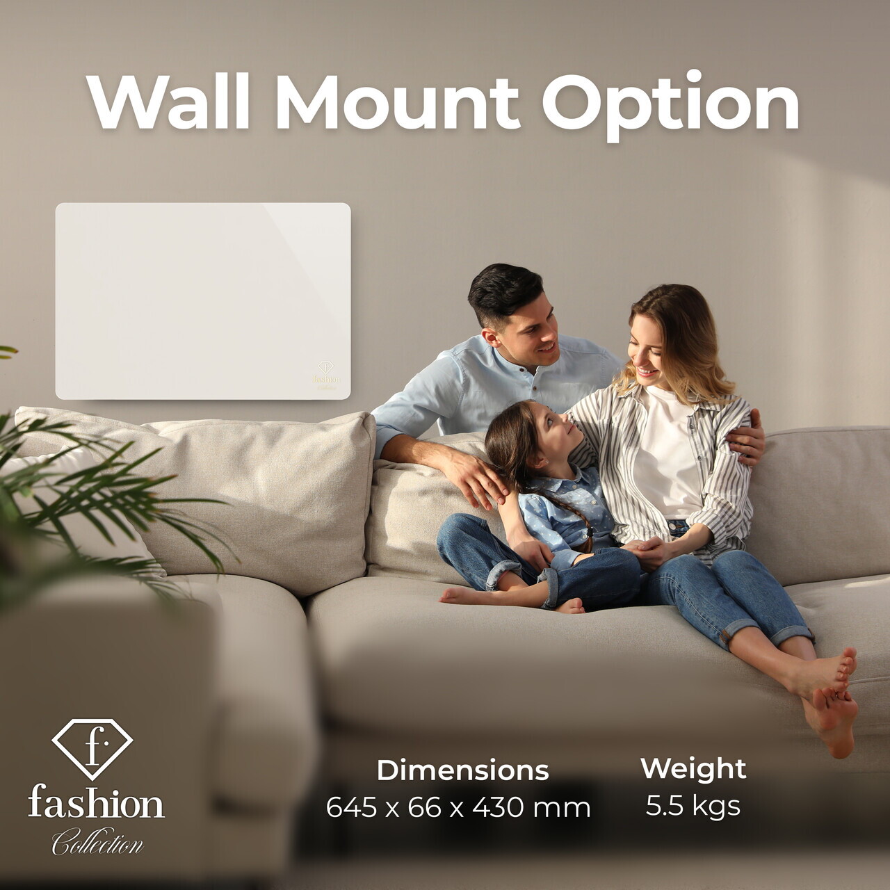 Panou electric de incalzire Fashion TV, Sahara, 64.5x6.6x43 cm, 1400W, sticla securizata, crem - view 9