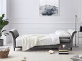 Canapea extensibila, Pivoine, Mazzini Sofas, 3 locuri, cu lada de depozitare, 245x95x98 cm, catifea, gri deschis