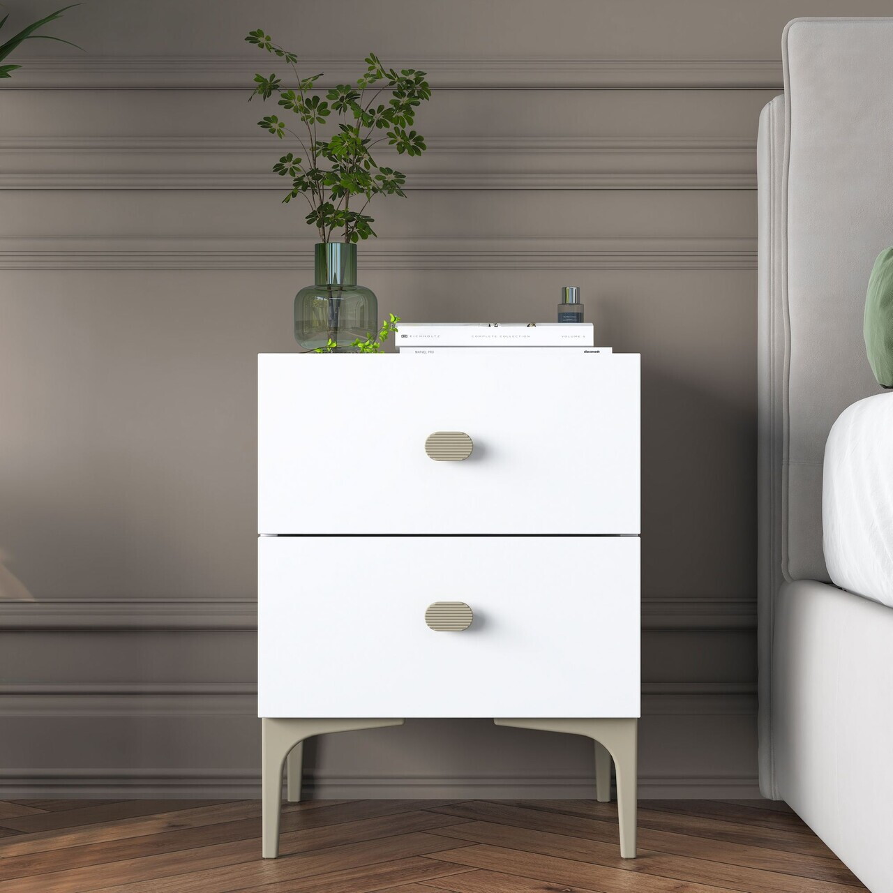 Noptiera, Hanah Home, BD110, 39.6x53.7x37.5 cm, PAL melaminat, Alb - view 3