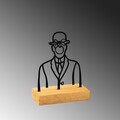 Decoratiune, Rene, 22x8x17 cm, Metal, Lemn/Negru
