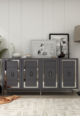 Consola, Hanah Home, Orion, 150x75x35 cm, PAL , Antracit / Argintiu