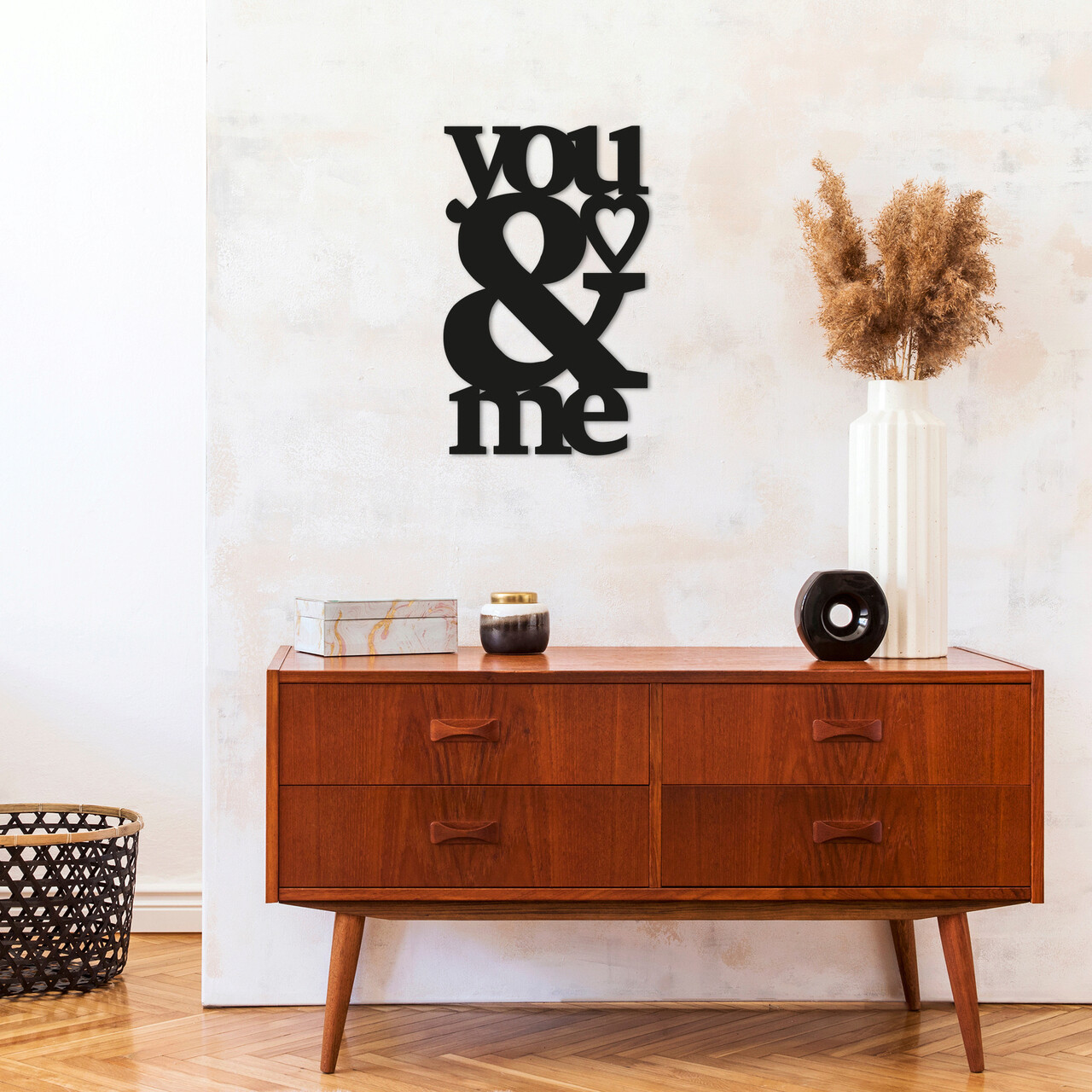 Decoratiune de perete, You & Me, Metal, Dimensiune: 29 x 49 cm, Negru