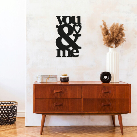 Decoratiune de perete, you   me, metal, dimensiune: 29 x 49 cm, negru