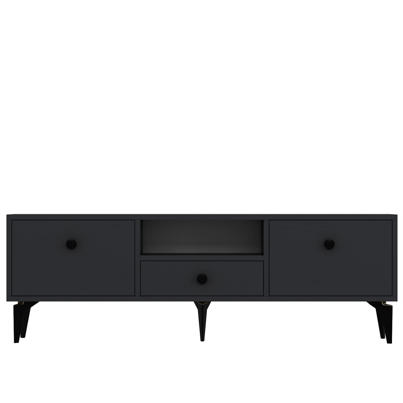 Comoda TV, Hanah Home, 1300-DROP-1, 140x49x30 cm, PAL , Antracit / Negru - view 3