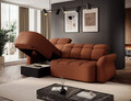 Coltar extensibil stanga 3 locuri ELTAP, Beneth, 301x185x115 cm, lemn/poliester, caramiziu