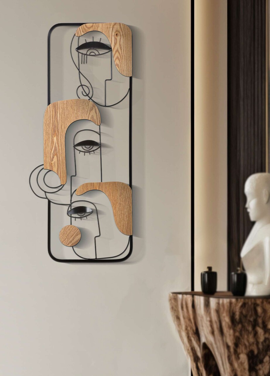 Decoratiune de perete Picassy, Mauro Ferretti, 38x89.5 cm, fier/MDF, negru/maro - 2 | YEO