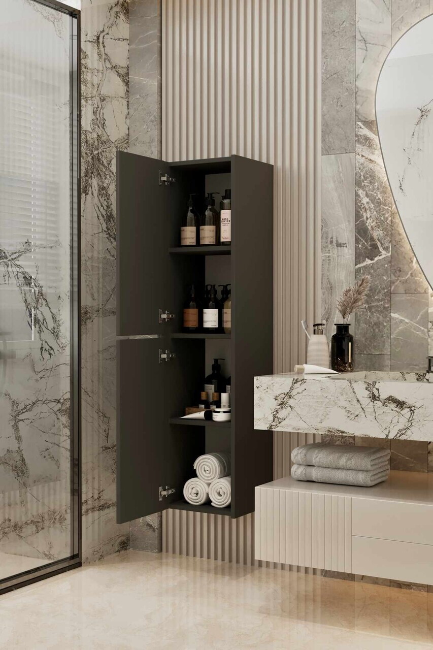 Dulap de baie, Hanah Home, Capella, 34x138x32 cm, MDF, Gri - view 4
