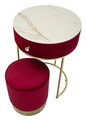 Masa de toaleta cu taburet / masuta dressing Vellit, Mauro Ferretti, 52x70 cm, lemn de pin/MDF/metal, rosu