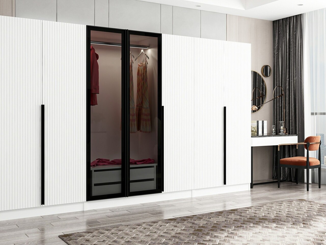 Dulap pentru haine, Minerva, Kale Plus, 315x210x52 cm, PAL, Fumuriu - 1 | YEO