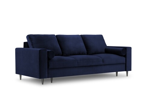 Canapea extensibila, Camellia, Mazzini Sofas, 3 locuri, cu lada de depozitare, 220x100x92 cm, catifea, albastru regal