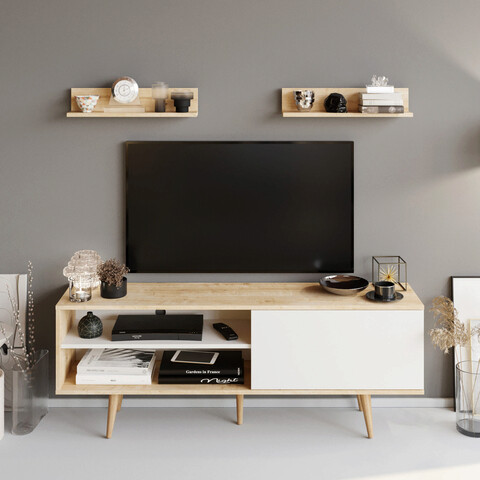 Comoda tv, retricy, pi, 160x35x59 cm, pal, alb / safir