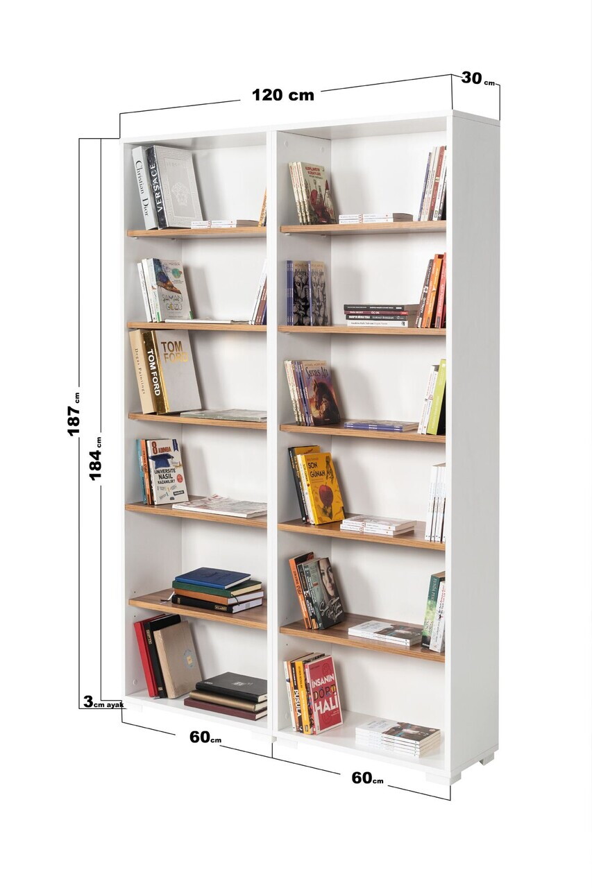 Corp biblioteca, Hanah Home, Evm 8221, 120x187x30 cm, PAL, Alb/Maro — imaginea 4