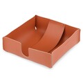 Suport servetele, Ruca, 18 x 6 x 18 cm, piele ecologica, maro
