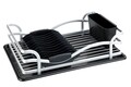Scurgator de vase cu suport pentru tacamuri Drip, Wenko, 46x31x13 cm, aluminiu/polipropilena, argintiu mat/negru