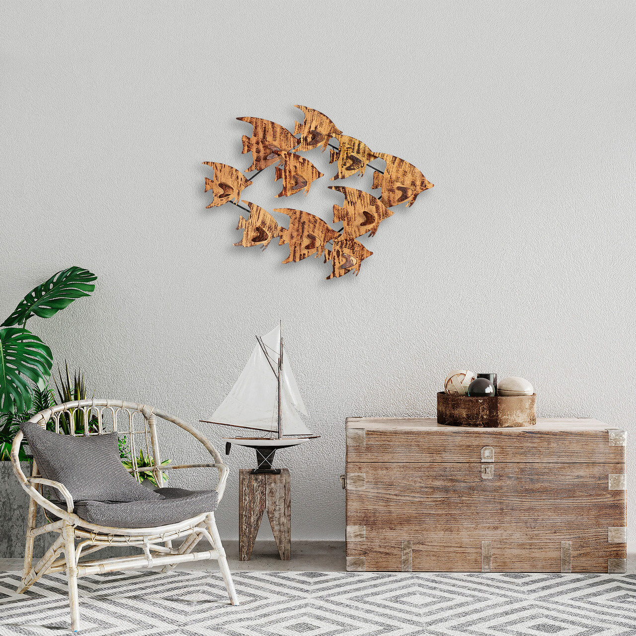 Decoratiune de perete, Melek v2, Metal, Dimensiune: 83 x 58 cm, Multicolor