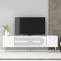 Comoda TV, Olivia, Dekol3, Alb / Argintiu