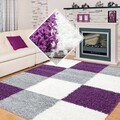 Covor Shaggy Louis, Decorino, 200x290 cm, polipropilena, alb/mov