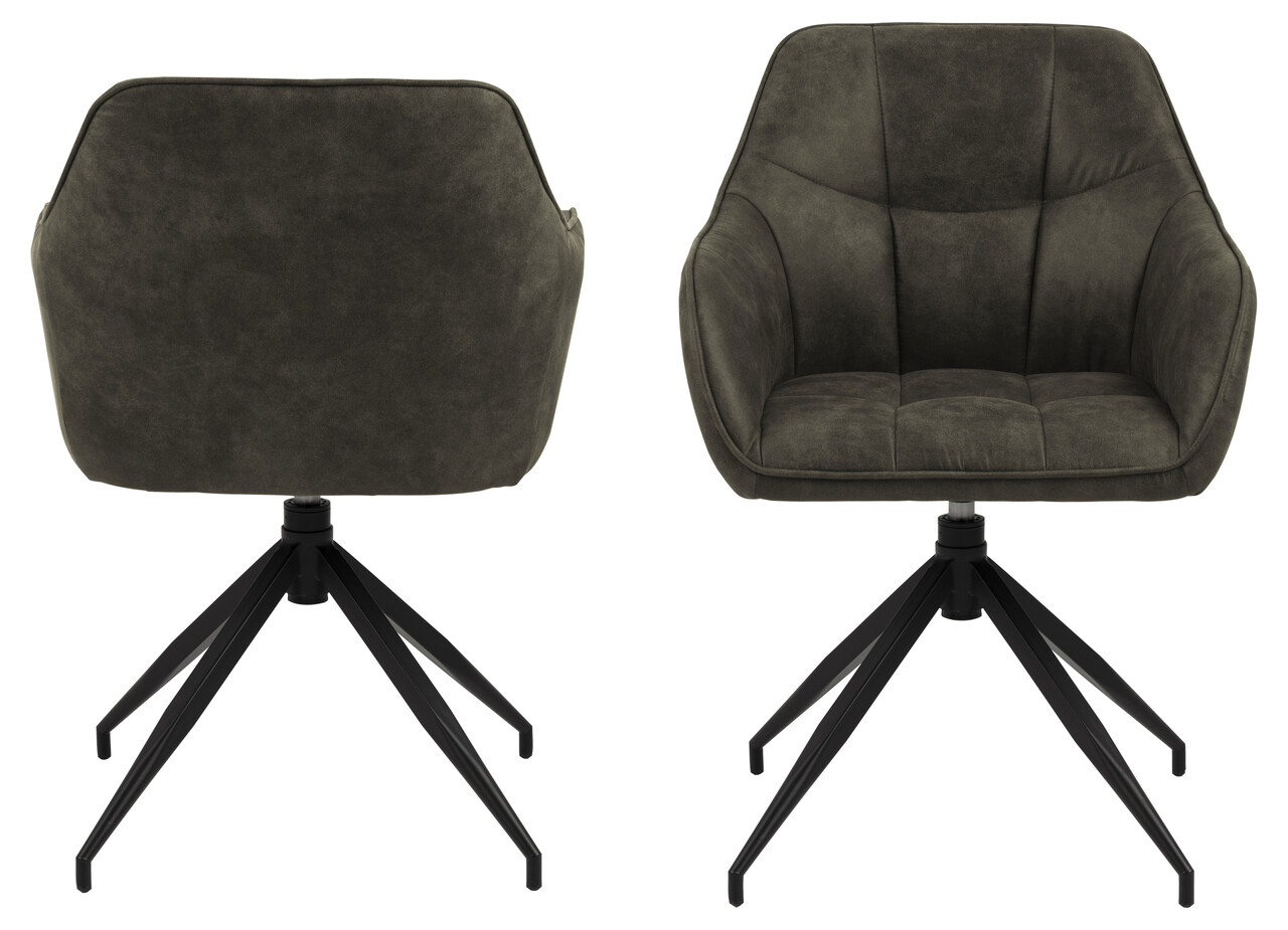 Scaun Brenda, Actona, 58x54.5x84.5 cm, rotativ, poliester/otel, verde olive - view 9
