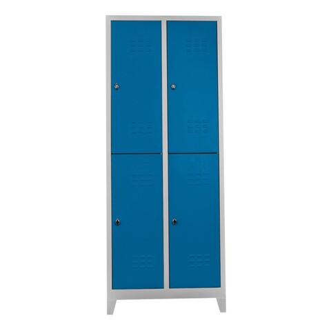 Dulap de depozitare cu incuietoare, Shelvoria, Js1026Ma, 67x200x37 cm, Otel, Gri/Albastru