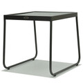Set mobilier pentru gradina/terasa, 2 sezlonguri si masuta Moma, inox/poliester, negru/gri