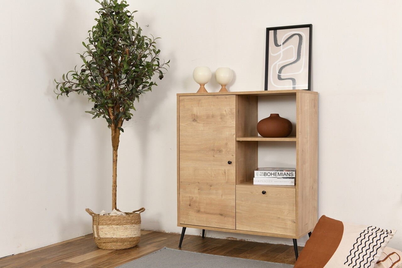 Dulap multifunctional, Wolina, Calvin, 90x105x41 cm, Stejar - 1 | YEO