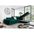 Coltar extensibil dreapta 3 locuri ELTAP, RT-38VE, Grayson, 278x205x92 cm, lemn/poliester, verde inchis