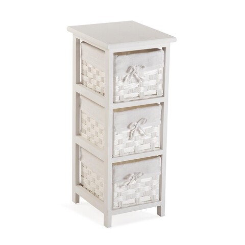 Dulap baie cu 3 cosuri Pompei, Versa, 29 x 25 x 62 cm, lemn, alb