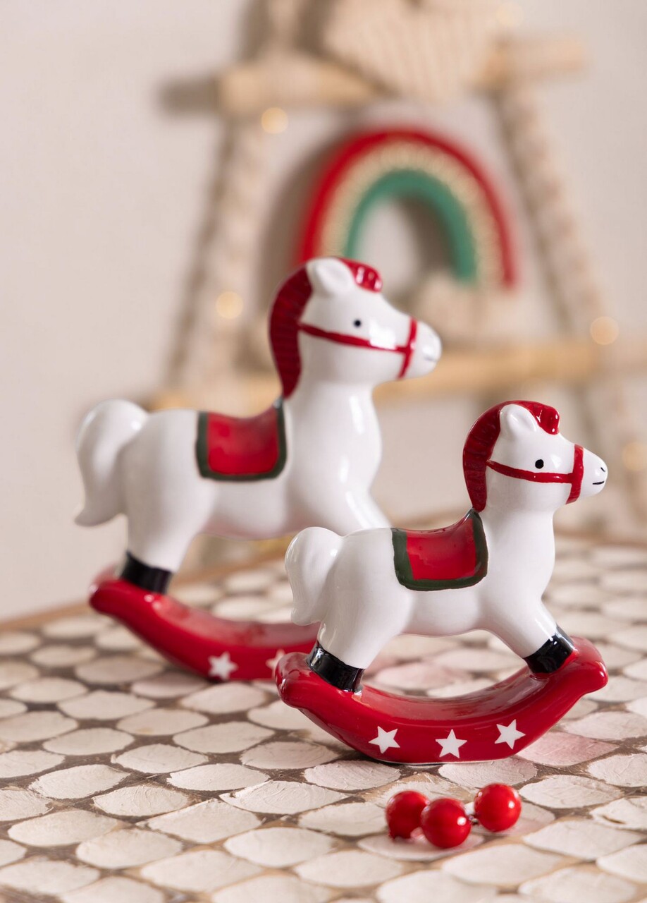 Decoratiune, SUS0126, 10x4x11 cm, Ceramica, Rosu/Alb - view 3