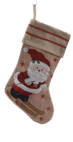 Decoratiune Stocking Santa, Decoris, 25x45 cm, poliester, multicolor