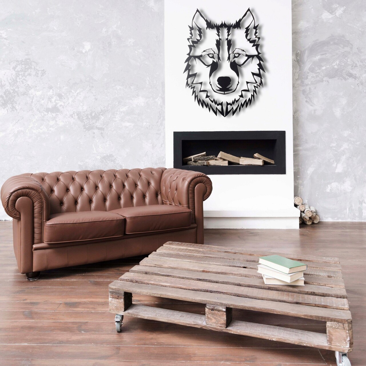 Decoratiune de perete, Wolf v11, Dimensiune: 38 x 50 cm, Negru - imagine 4