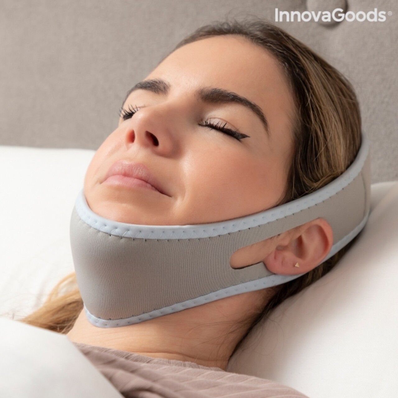 Banda Anti-sforait Stosnore InnovaGoods, Neopren/poliester, Gri