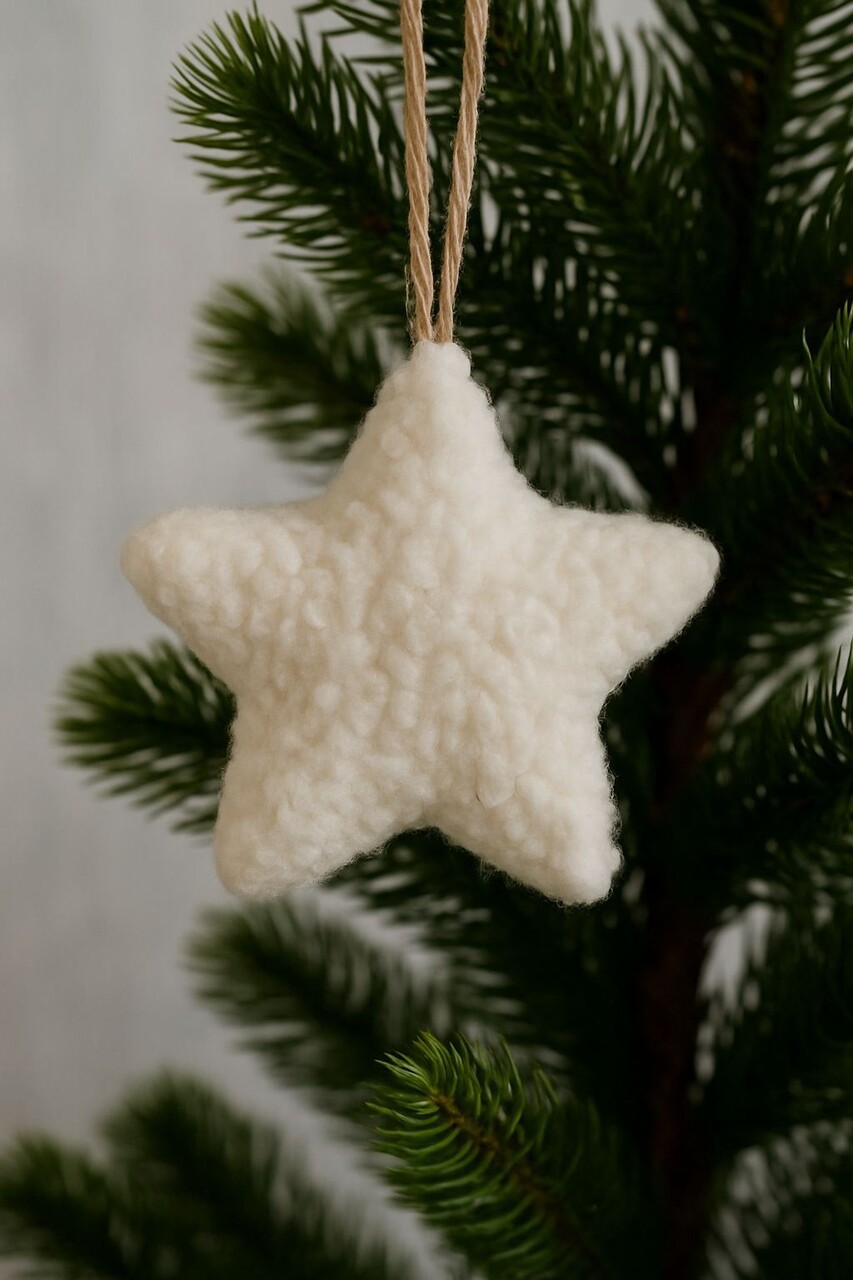 Ornament de Crăciun, 3 Lu Set, 80% POLIESTER/20% IUȚĂ, Alb - imagine 6