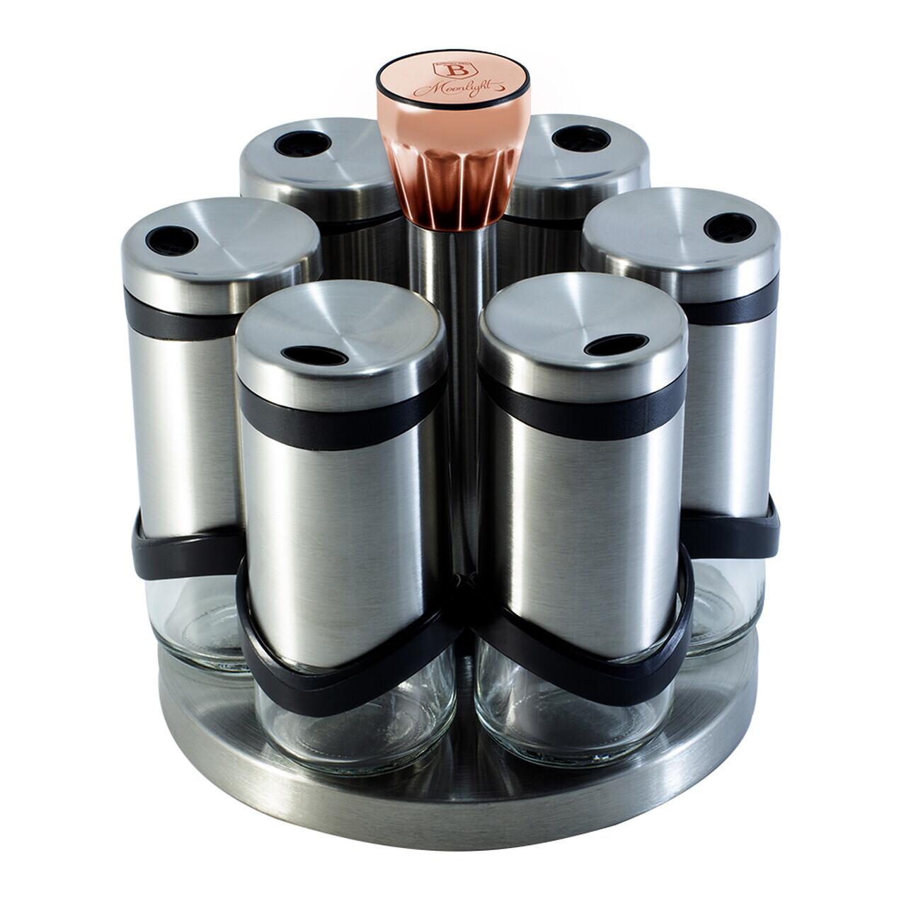 Set 6 recipiente pentru condimente si suport, Berlinger Haus, Moonlight, 120 ml, inox/sticla, argintiu - imagine 6