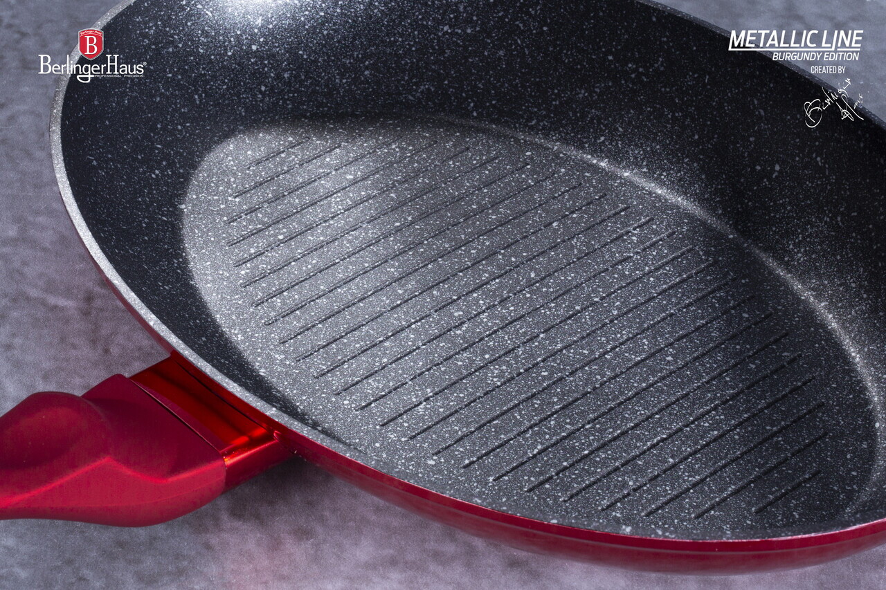Tigaie pentru peste Berlinger Haus, Burgundy, 35 cm, aluminiu forjat, rosu - imagine 4