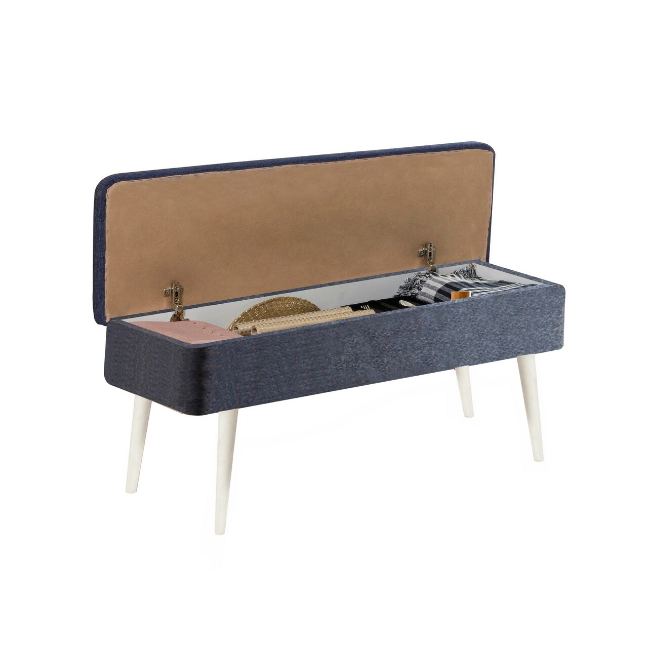 Set masa extensibila si scaune, Hanah Home, Vina 1048, Alb/Albastru inchis - imagine 8