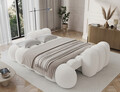 Canapea extensibila 3 locuri ELTAP, Cotonn, 256x119x105 cm, lemn/poliester, alb