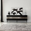 Comoda TV, Neostill, Leon, 180x59x35 cm, PAL, Negru / Fume