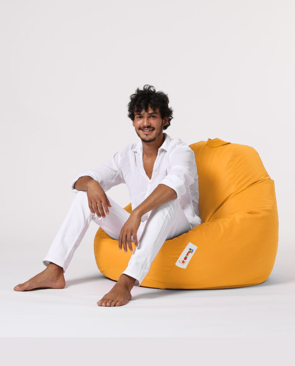 Fotoliu Puf, Bean Bag, Ferndale Premium XXL, 115 X 130 Cm, Poliester Impermeabil, Galben