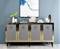 Consola, Olivia, Bare, 150x40x80 cm, PAL , Antracit / Aur