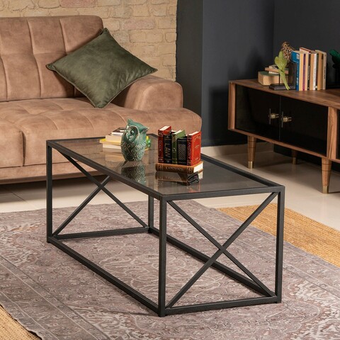 Masuta de cafea, Hadley, Geise, 120x45x50 cm, Negru Hadley