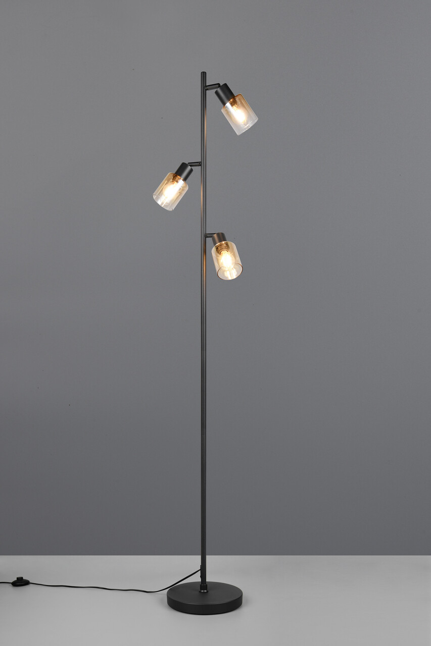 Lampadar Cadiz, RL, 23x154 cm, 10W, 3x E14, metal, negru mat/transparent - 1 | YEO