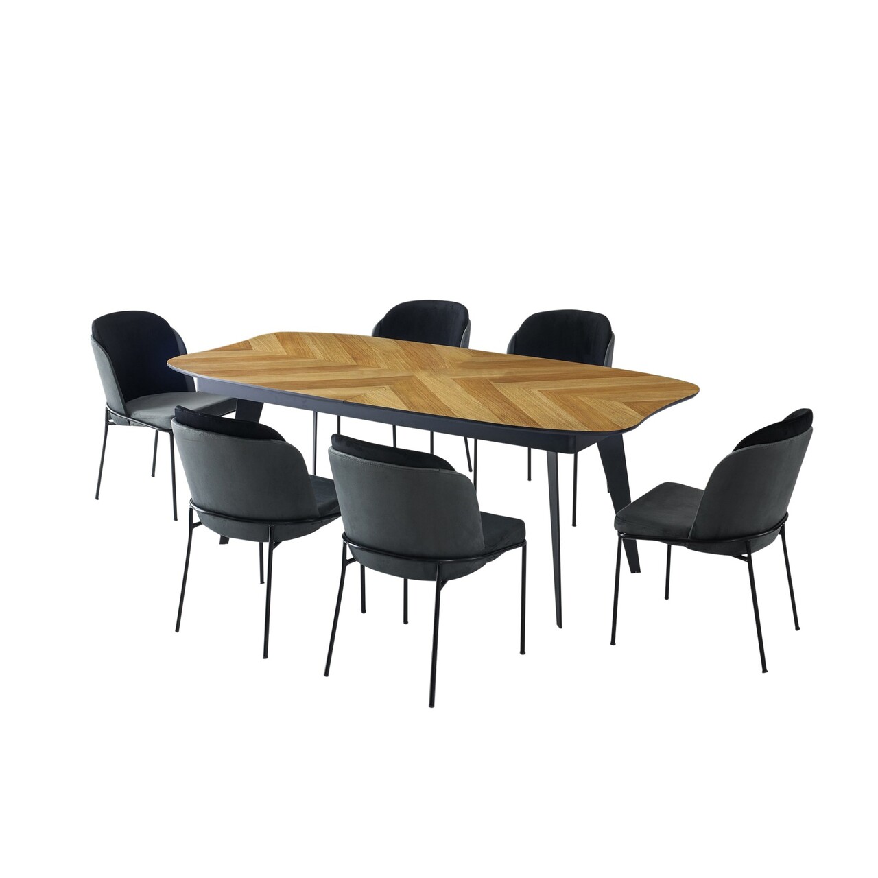 Masa, Hanah Home, LR, 206+45+45x77x102 cm, Stejar / Negru - view 4