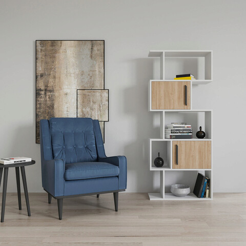 Corp biblioteca, retricy, raven, 72x25x171.8 cm, pal, stejar alb