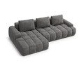 Coltar extensibil stanga 3 locuri, Linz, Cosmopolitan Design, 275x142x84 cm, catifea, gri